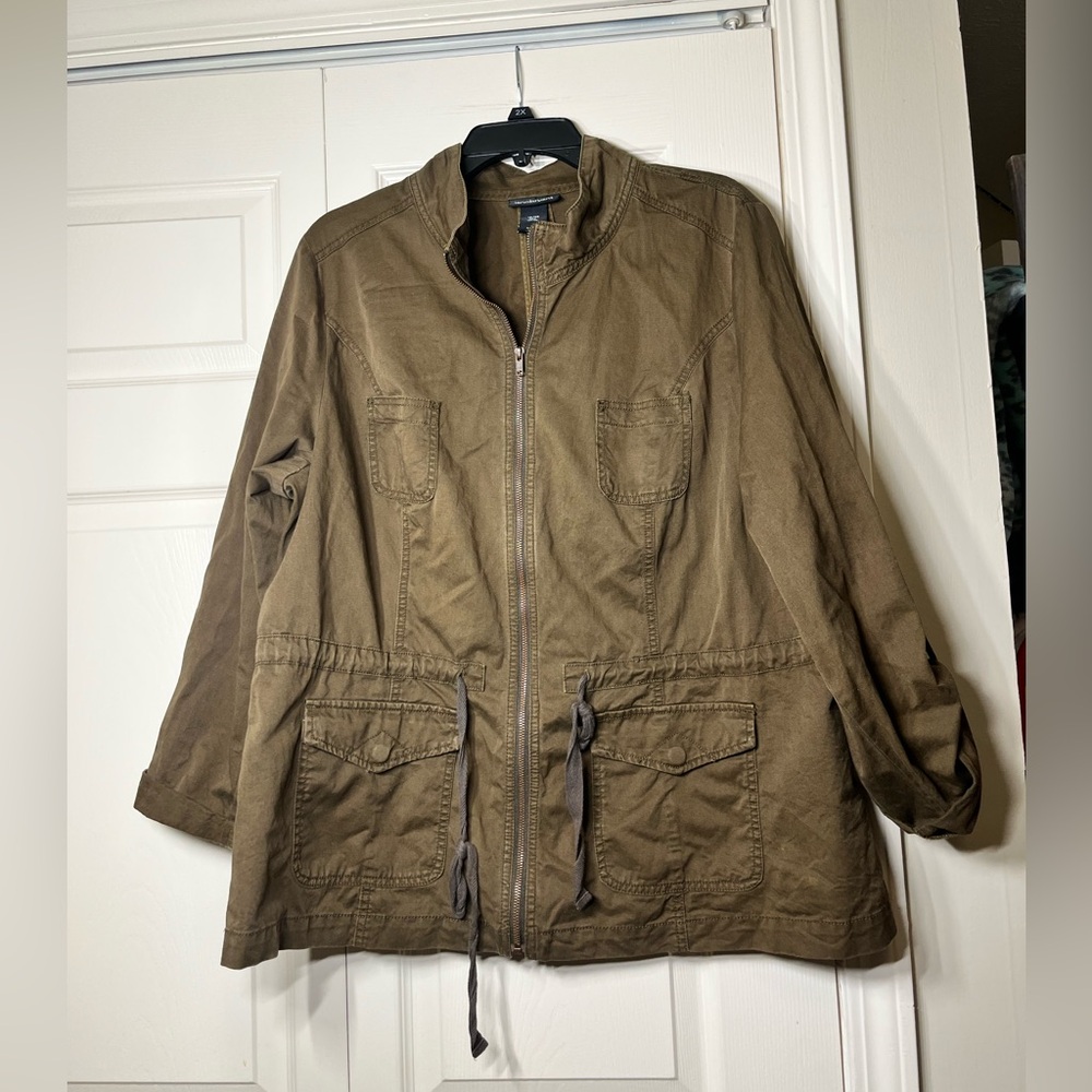 Lane Bryant Women’s Olive Green Cotton Lightweight Army Jacket Size 18 / 20
